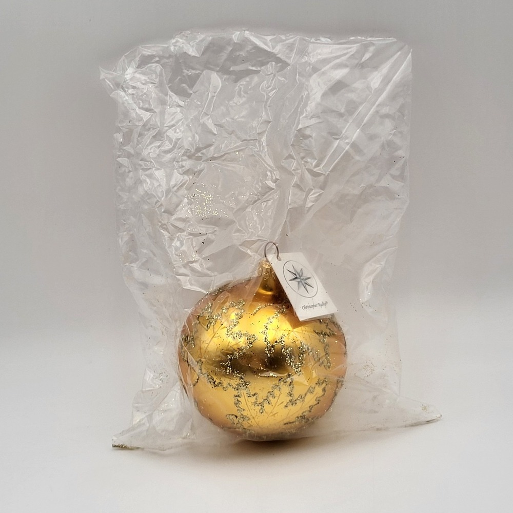 Christopher Radko Scarlett Maple Leaf Bronze Glass Ornament~ New Sealed w/o Box